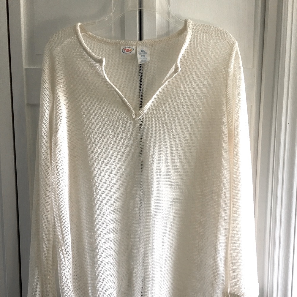 Sheer Sand N Sun Beach Cover  White Mesh Top  Size M 8 - 10